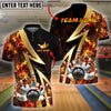 BlueJose Bowling And Pins Flame Smoke Customized Name 3D Shirt ( 6 Colors)