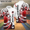 BlueJose Personalized Name and Team Name Fire Color Bowling Player Multicolor Polo Shirt