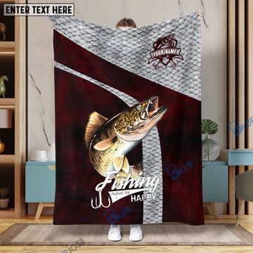 BlueJose Custom Name Walleye Fishing Red Blanket
