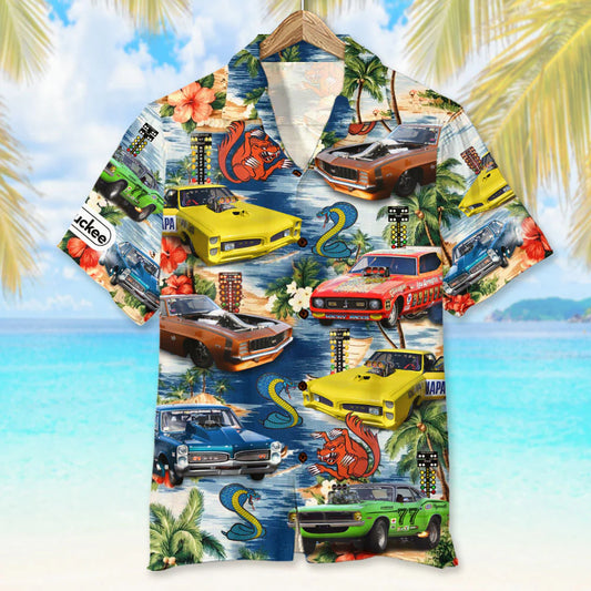 Custom Drag Racing Car Photo Hawaiian Shirt, Beach Pattern, Gift For Summer