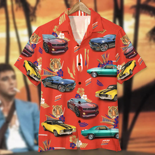 Custom Classic Car Photo Hawaiian Shirt, Gift For Car Lovers