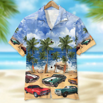 Custom Classic Car Photo Hawaiian Shirt, Beach Pattern, Summer Gift (Up To 5 Photos)