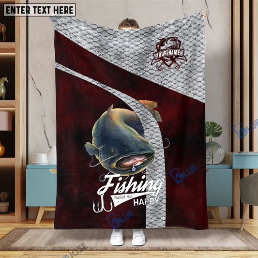 BlueJose Custom Name Catfish Fishing Red Blanket