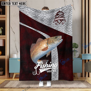 BlueJose Custom Name Redfish Fishing Red Blanket
