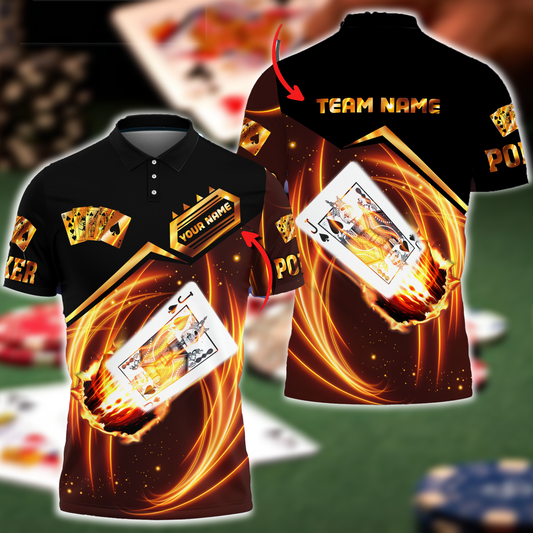 BlueJose Jack Card Poker Fire Personalized Name, Team Name Unisex Shirt