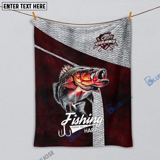 BlueJose Custom Name Bass Fishing Red Blanket