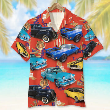 Custom Classic Car Photo Hawaiian Shirt, Tiger Pattern