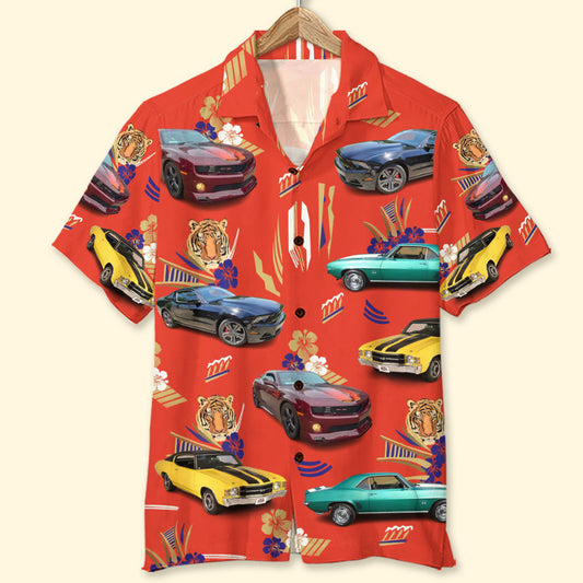 Bluejose Custom Classic Car Photo Hawaiian Shirt, Gift For Car Lovers