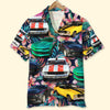 Bluejose Custom Muscle Car Photo Tropical Plants And Hibiscus Flowers Pattern Hawaiian Shirt
