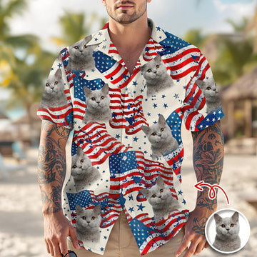 BlueJose Custom Dog, Cat Photo American Flag Independence Hawaii Shirt