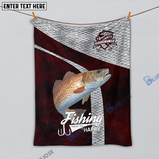 BlueJose Custom Name Redfish Fishing Red Blanket