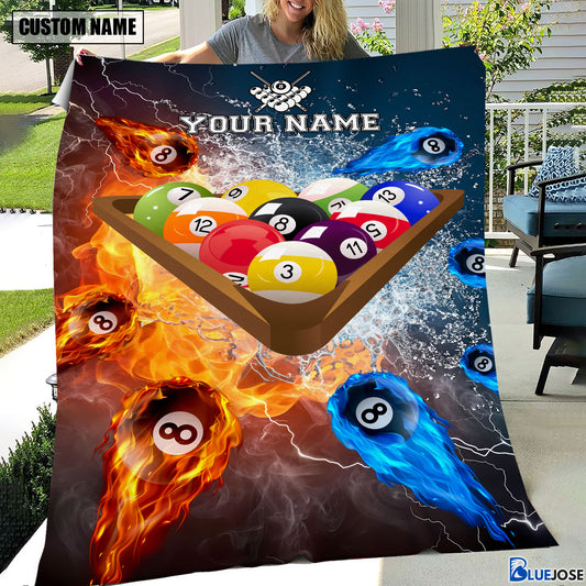 BlueJose Custom Name Billiards Fire & Water 2 Blanket