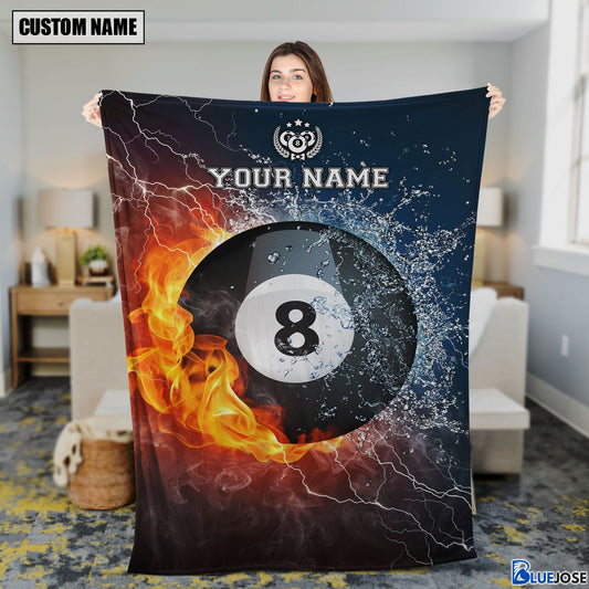 BlueJose Custom Name Billiards Fire & Water Blanket