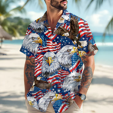 BlueJose Custom American Eagle Flag Independence Hawaii Shirt