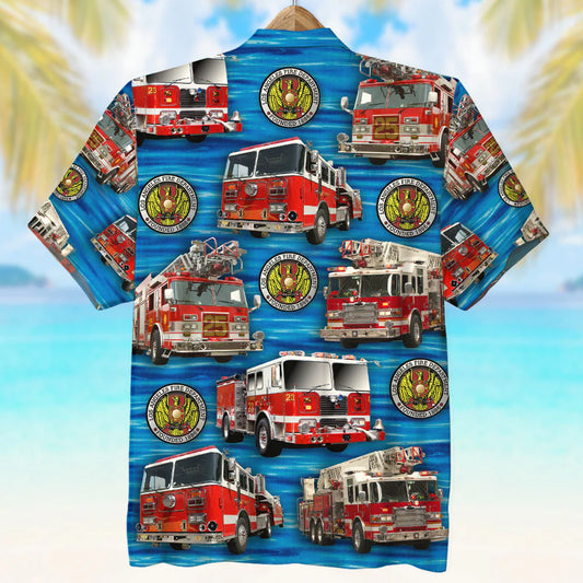 Custom Fire Engine Photo Hawaiian Shirt, Gift For Firefighter