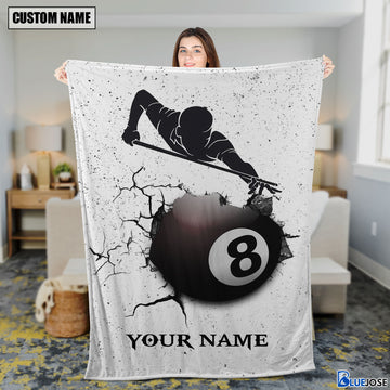BlueJose Custom Name Billiards 8 Ball Broken Blanket