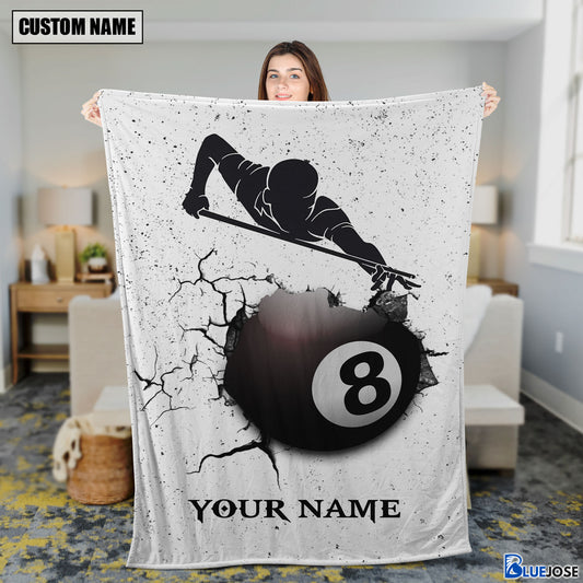 BlueJose Custom Name Billiards 8 Ball Broken Blanket
