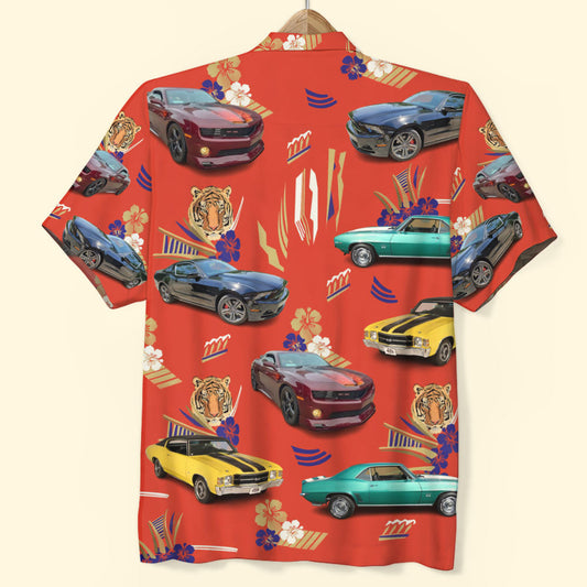 Bluejose Custom Classic Car Photo Hawaiian Shirt, Gift For Car Lovers