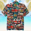 Custom Fire Engine Photo Hawaiian Shirt, Floral Pattern, Gift For Firefighter