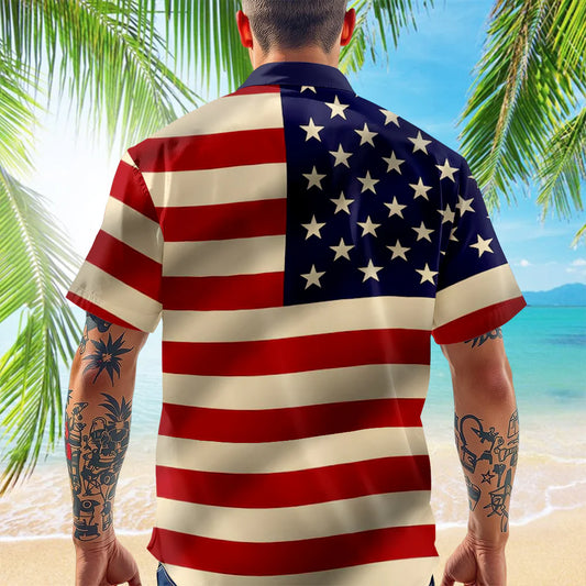BlueJose Custom Dog Photo American Patriot Hawaii Shirt