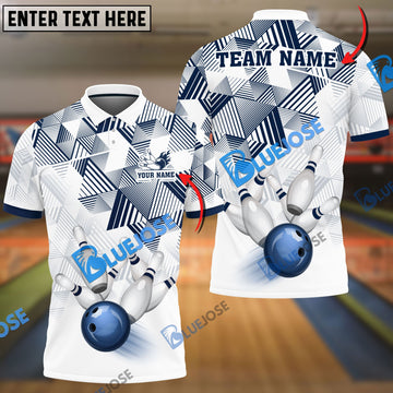 BlueJose Bowling And Pins Triangle Art Customized Name 3D Shirt (6 Colors)