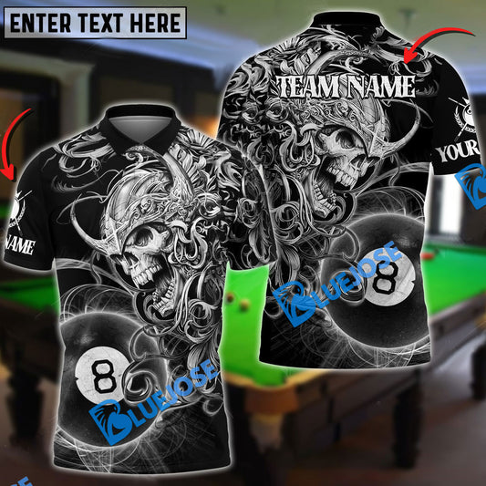 BlueJose Billiards Ball 8 Viking Skull Warrior Personalized Name, Team Name Unisex Shirt ( 2 Colors )