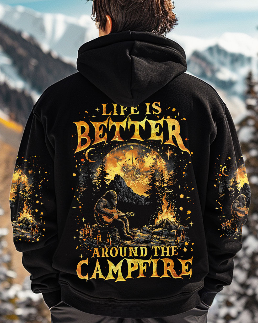 LIFE IS BETTER AROUND THE CAMPFIRE BIGFOOT ALL OVER PRINT - TLNZ2511243