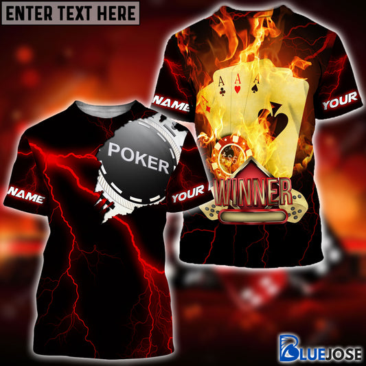 BlueJose Four Of Ace Poker Personalized Name, Team Name Unisex Shirt