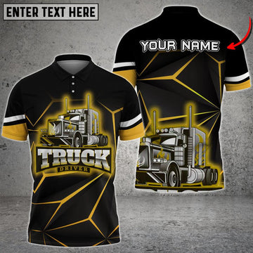 Bluejose Multicolor Truck Neon Light Pattern Personalized Name Polo Shirt For Truck Driver