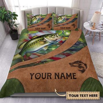 BlueJose Fishing Flag Leather Pattern Personalized Bedding Set