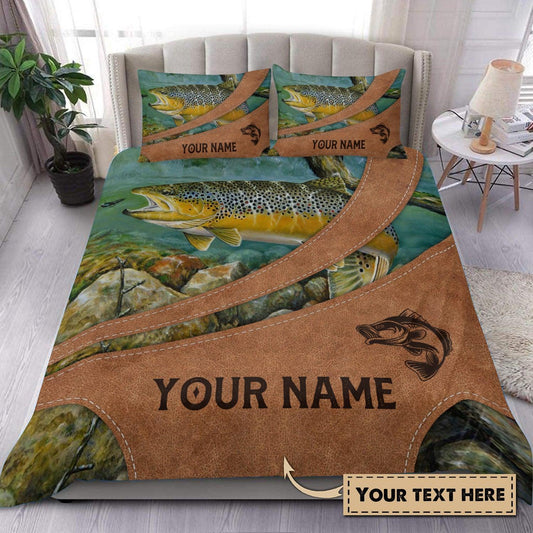BlueJose Fishing Water Leather Pattern Personalized Bedding Set