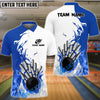 BlueJose Candlepin Bowling Basic Fire Flame Customized Name 3D Shirt (4 Colors)