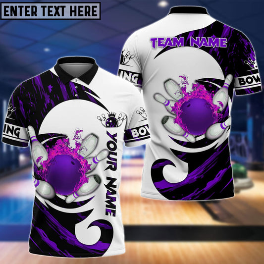 BlueJose Bowling And Pins Water Paint Color Customized Name 3D Shirt (4 Colors)