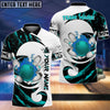 BlueJose Bowling And Pins Water Paint Color Customized Name 3D Shirt (4 Colors)