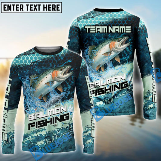 Bluejose Salmon Fishing Aqua Strike Custom Name & Team Name 3D Shirts