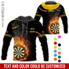 BlueJose Flaming Dartboards Personalized Name, Team Name Hoodie