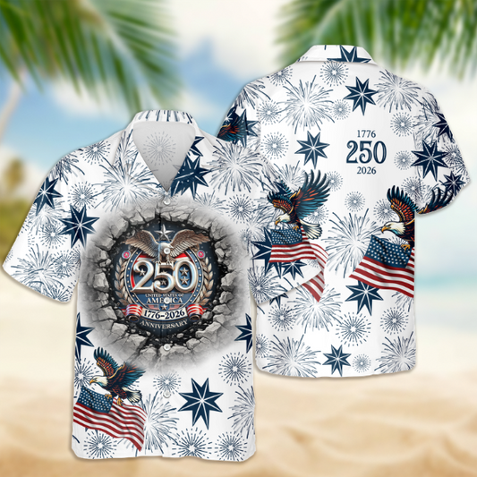 BlueJose Personalized USA 250 Anniversary Eagle Semiquincentennial Hawaii Shirt