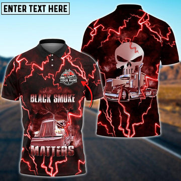 Bluejose Truck Black Smoke Matters Personalized Name Polo Shirt For Truck Driver
