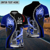 Bluejose Truck Flaming Skull Multicolor Personalized Name Polo Shirt For Truck Driver
