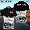 Bluejose Truck Heartbeat Pattern Personalized Name Polo Shirt For Truck Driver Multicolor