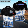 Bluejose Truck Heartbeat Pattern Personalized Name Polo Shirt For Truck Driver Multicolor