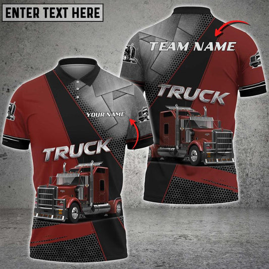 Bluejose Truck Metal Multicolor Option Pattern Personalized Name Polo Shirt For Truck Driver