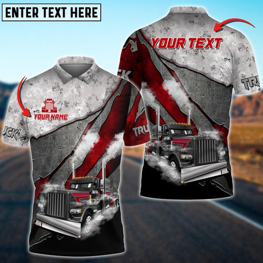 Bluejose Truck Metal Smoke Multicolor Personalized Name Polo Shirt For Truck Driver