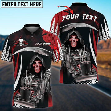 Bluejose Customized Name Truck Skull Reaper Multicolor Personalized Name Polo Shirt For Truck Driver