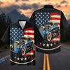 Bluejose Retro Hot Rod Coupe USA Flag Aloha Shirt