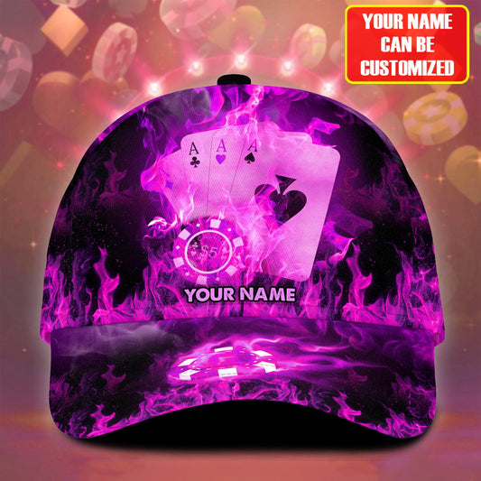 BlueJose Personalized Name Fire Poker Classic Cap - Purple
