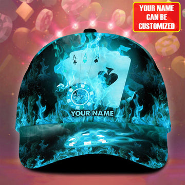 BlueJose Personalized Name Fire Poker Classic Cap - Neon