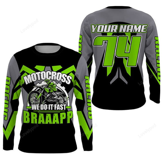 BlueJose Personalized Motocross Extreme Dirt Bike Green Mx Racing 3D Shirt