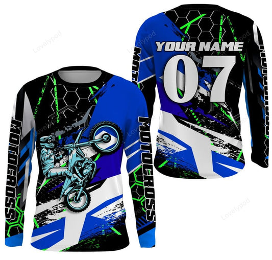BlueJose Personalized Motocross Racing Offroad Motorcycle 3D Shirt