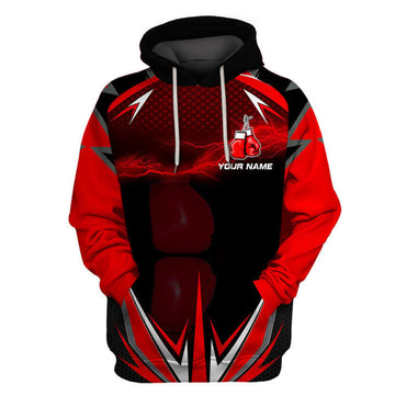 BlueJose Custom Name Boxing Lightning Red 3D Hoodie